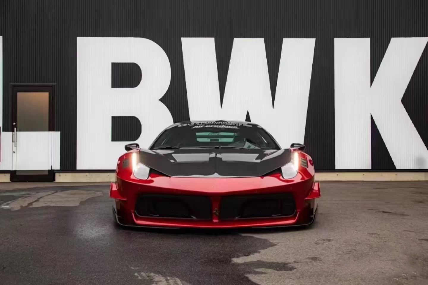 458 Ferrari Body Kit LB Style Front And Rear Bumper 2011 - 2014 Hood Spoiler For Car