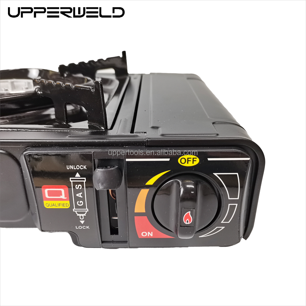 Portable Brushed Stainless Steel Camping Gas Stove for High Pressure Windproof Cooking
