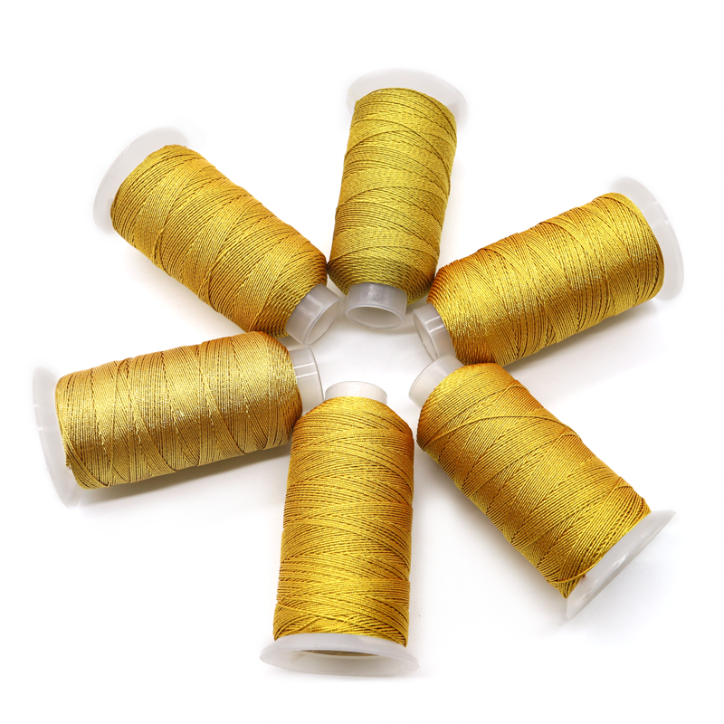 100% Silk High Tenacity 3 Ply Gold And Silver Metallic Yarn Thread For DIY Jewelry Making