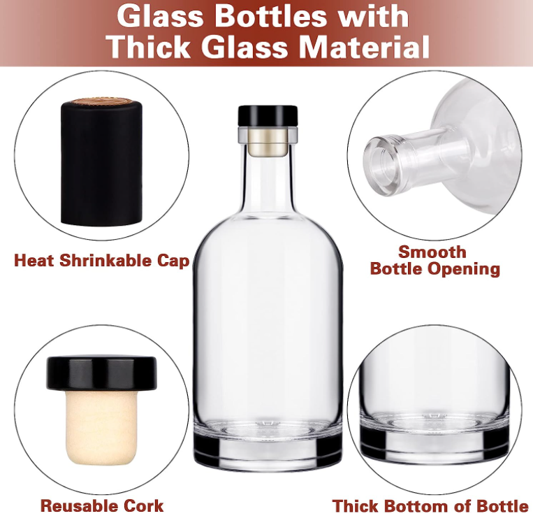 Bottle color Customized Clear Glass 500ml Empty Heavy Bottomed Wine Bottle Nordic with Stopper