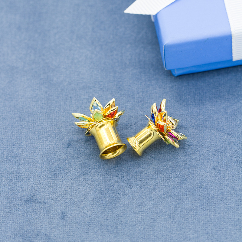 304 Steel Gold Flesh Ear Plug Tunnels Colorful Acrylic Gems 10mm