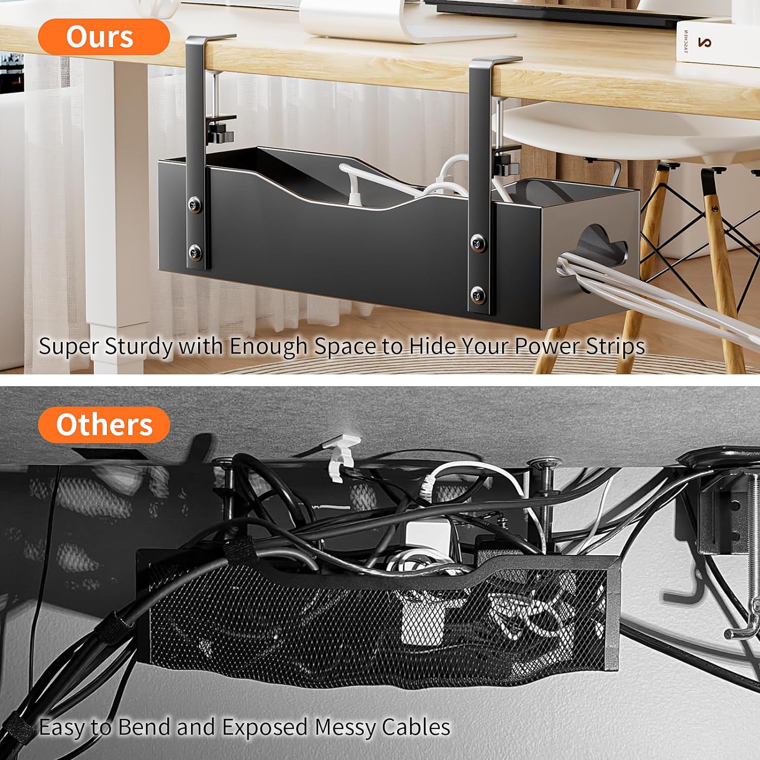 ISO9001 Rohs CE Certified Cable Management Under Desk No Drill and Carbon Steel Clamp