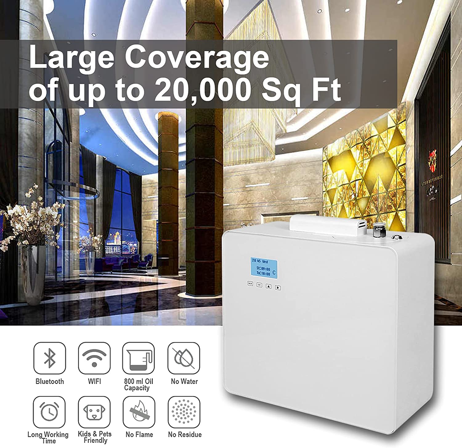 HOMEFISH 800ml Big Essential Oil Diffuser For Office Desk Coverage 2500m3-4000m3