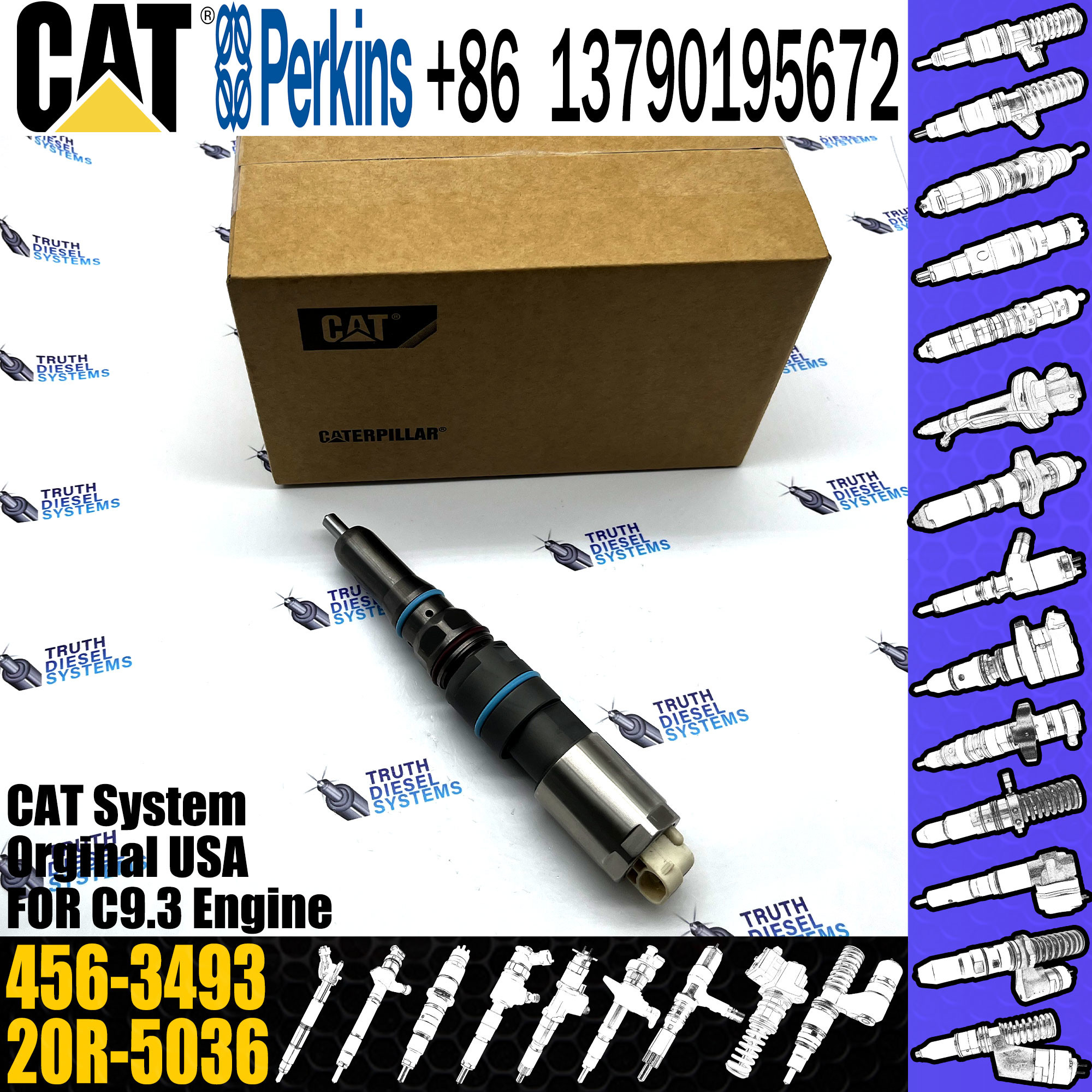 Engine Fuel Injector Common Rail Injector 456-3509 460-8213 456-3493 20R-5036 20R-5077 for Cat C9.3