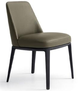 Quality Wearproof Cream Leather Dining Room Chairs With Black Legs for sale