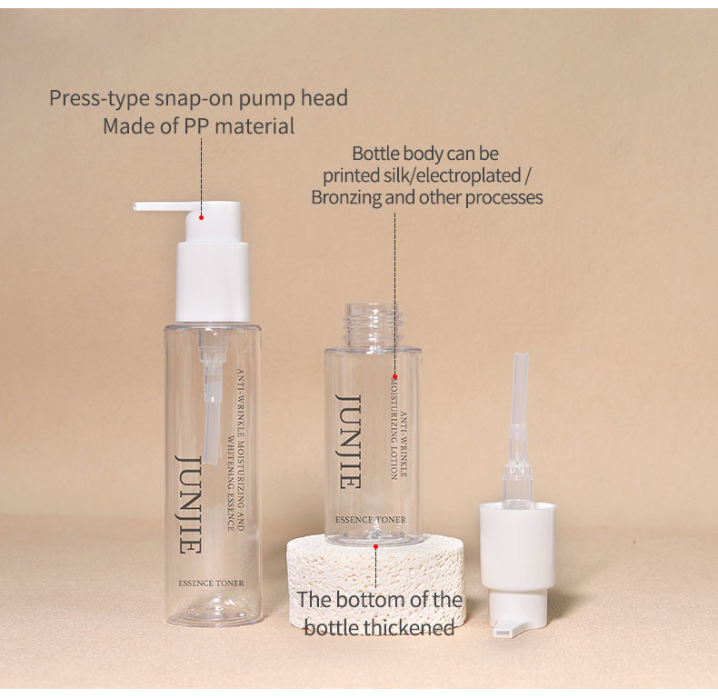 120ml 150ml Clear Plastic Cylinder Bottle Custom Spray Bottle Packaging Printing Cleanser Lotion Pump Bottle