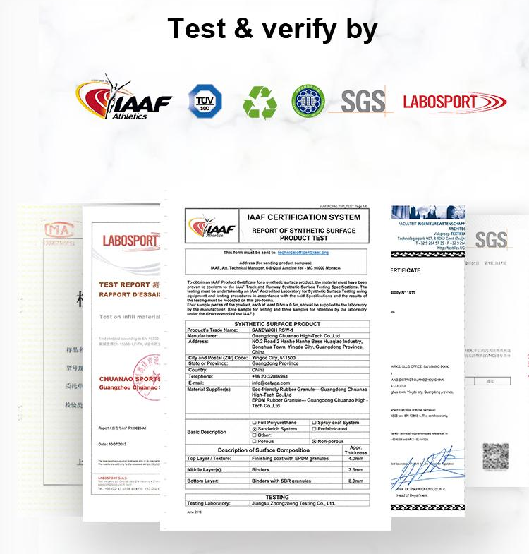 IAAF Certified Composite Mixed Type Running Track System for Superior Shock Absorption and All-Weather Durability