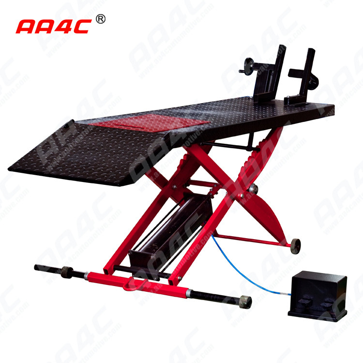 AA4C 450kg 1000lb Air Operated 48" Width ATV Motorcycle Lift Table with Side Extensions Motorcycle ATV Lift Jack Hoist