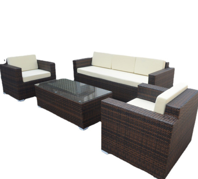 4 Pcs Rattan Sectional Sofa Furniture Outdoor Comfortable Casual Sectional