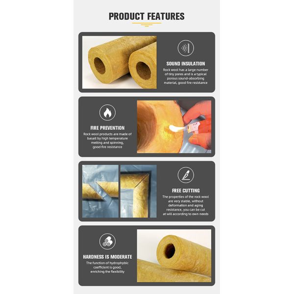 Modern Rockwool Pipe Thermal Insulation Soundproofing Fire Prevention