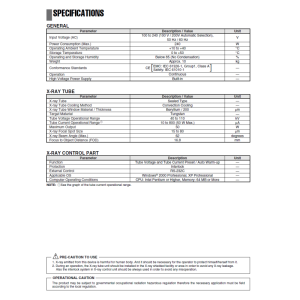 Precision Microfocus X Ray Source For In Line X Ray Inspection Machines