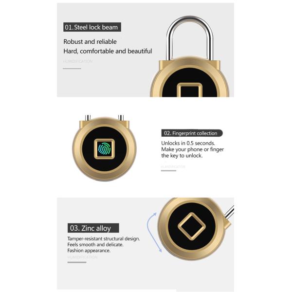 180g Bluetooth Fingerprint Lock Mini Bluetooth Padlock For Cabinets
