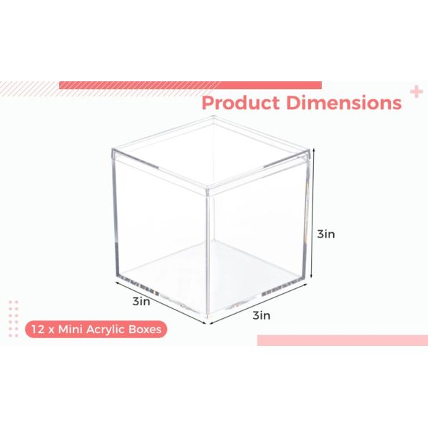 Acrylic Square Cube 4 X 4 X 4 Inches, Small Clear Plastic Display Boxes With Lids, Clear Acrylic Storage Square Cube Boxes, Display Case Container For