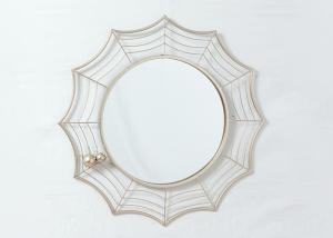 Quality Living Room Rose Gold Spider Web Metal Wall Art Mirror for sale
