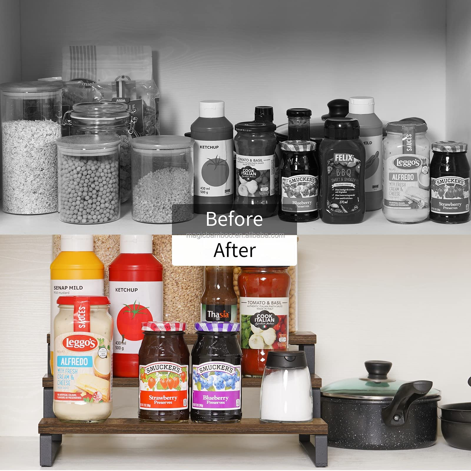 Three-layer Spice Rack Storage Holder for Modern Kitchen Pantry Cupboard Organizer