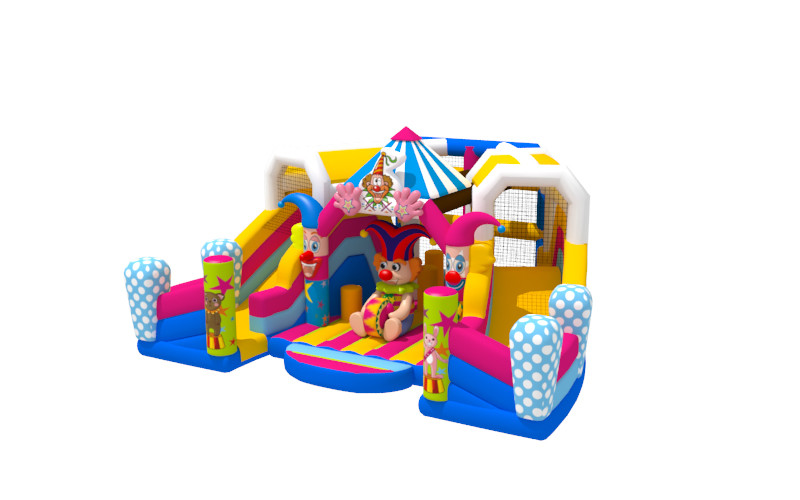 Digital Printing Clown Inflatable Fun City Amusement Park Kids Bounce House