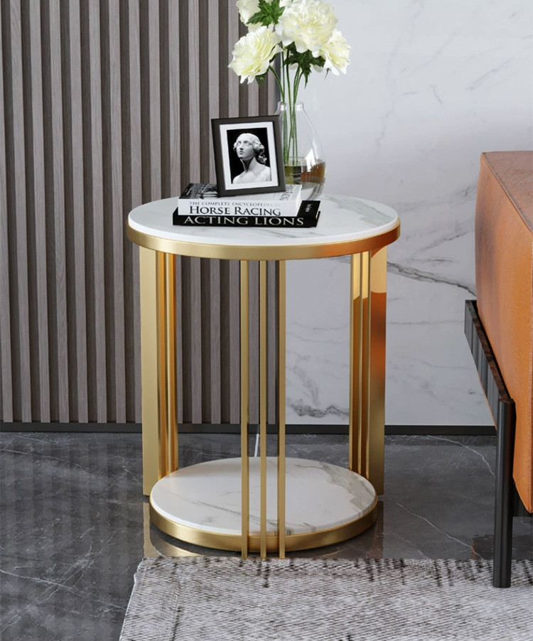 Stainless Steel Circular Sofa Side Table For Living Room