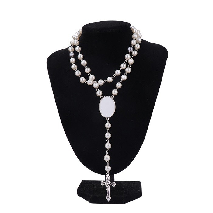 Customizable Photo Insert Sublimation Rosary Beads Necklace Sublimation Blank Photo Necklaces
