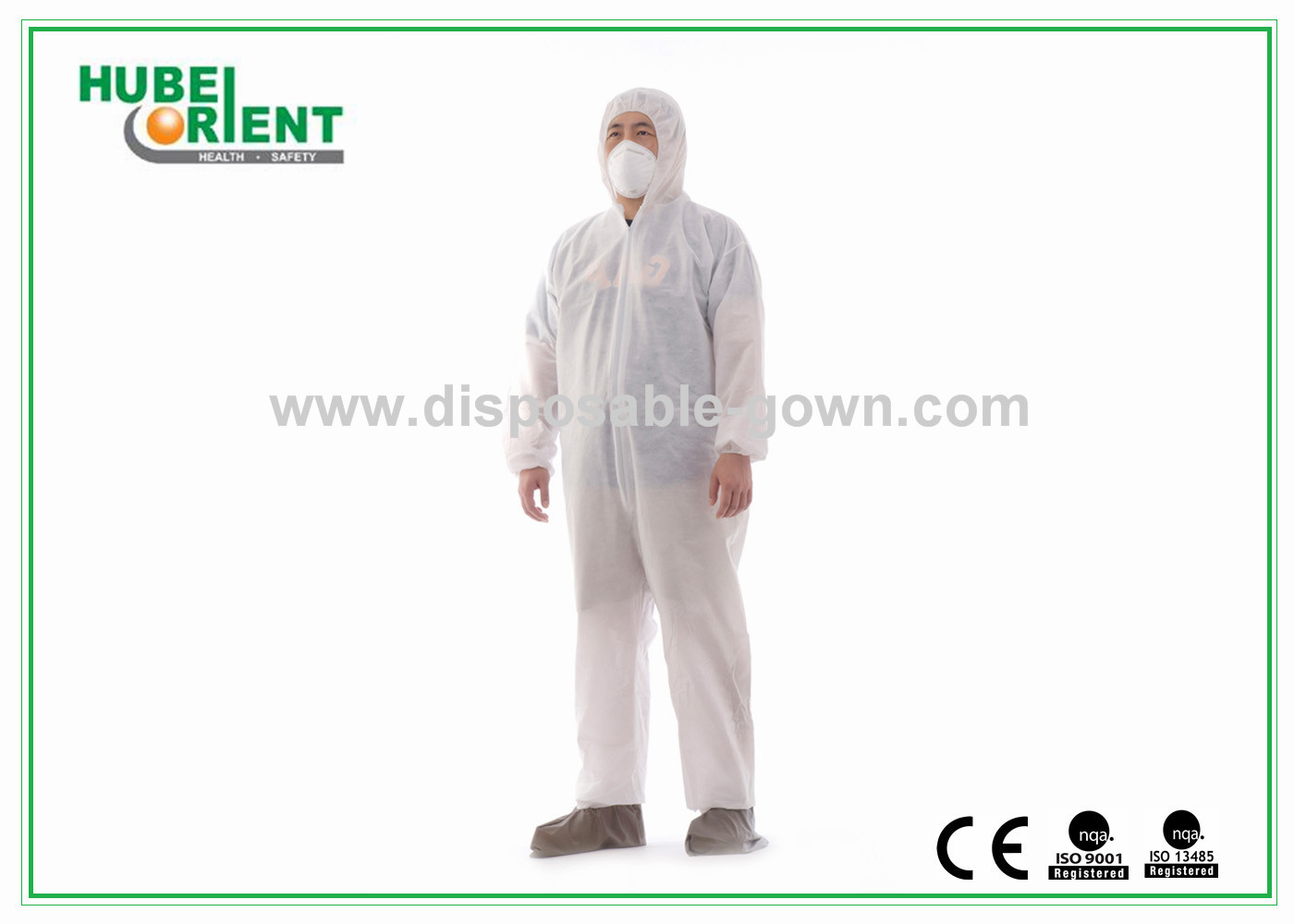 Free Size 55gsm Disposable Protective Coverall With Hood And Feetcover