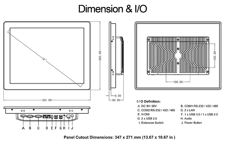 J1900 15 Embedded Touch Panel PC MSATA 64G 120G SSD Outdoor Use