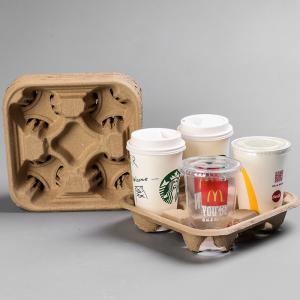 China Customized Moulded Pulp Tray Coffee Pulp Cup Tray Biodegradable on sale