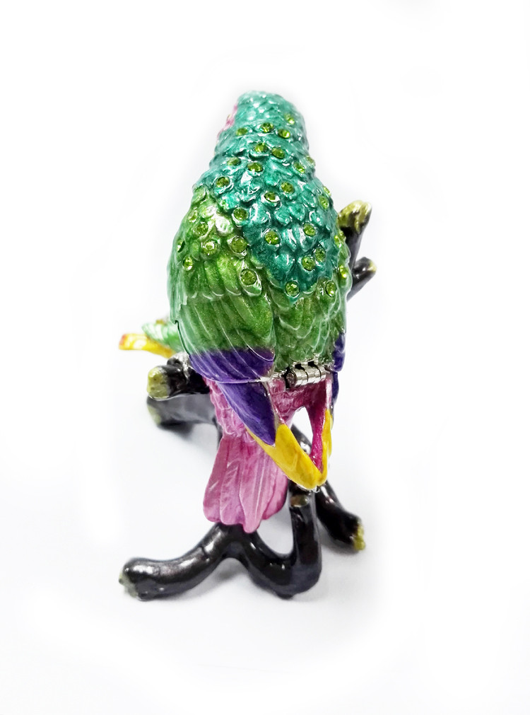 Mum and baby bird metal jewelry box for jewelry wholesales bird jeweled enamel trinket box