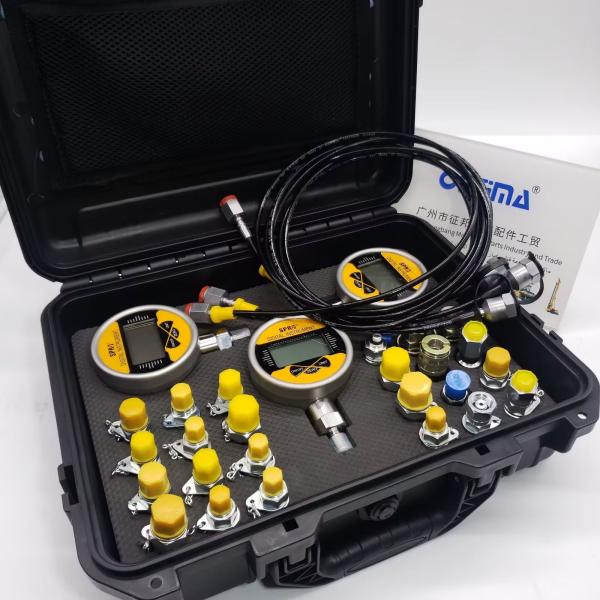 Excavator Hydraulic Pressure Test Gauges Kit With 3 Pressure Gauges 3 Test Hoses