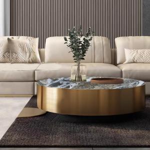 Quality Opulent Edge Marble Ceramic Coffee Table Brushed Gold 400mm ¢ for sale
