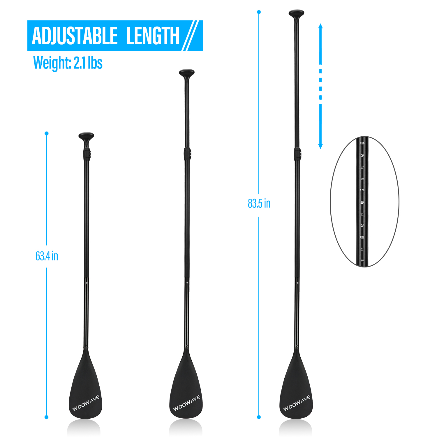 3-piece Woowave Aluminum Inflatable Sup Paddle with Lightweight and Adjustable Design
