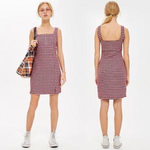 Quality Gingham Women Dress Mini Summer Tank Dresses Ladies for sale