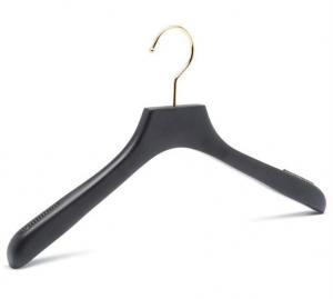 Quality High Quality Luxury black Wooden Suit Hanger Top Clothes Wood Hanger with anti slip for sale