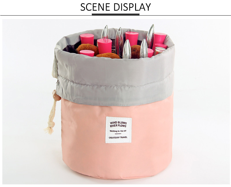 Women'S Drawstring Dia17cm Polyester Cosmetic Bag