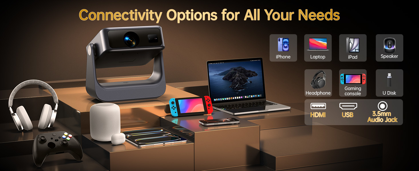 D2 Rotating Flip Freestyle Projector Auto Focus Android Smart Mini Projector Full HD 1080P