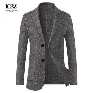 China Leather Herringbone Cashmere Coat for Men Autumn and Winter Double-sided Plaid Suit Jacket on sale