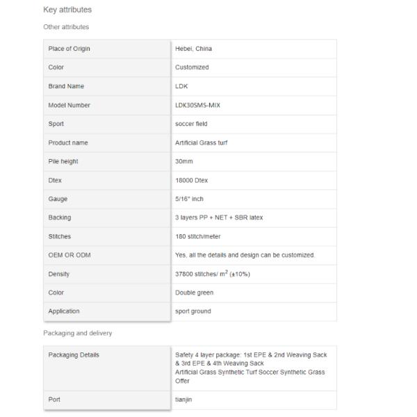 Professional Soccer Artificial Turf 30mm High Density Football Field Grass