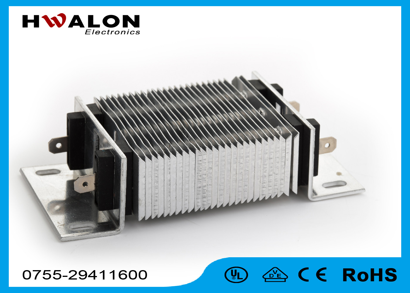 Fin Type Insulated PTC Ceramic Air Heaters 110V to 240V With Metal Bracket