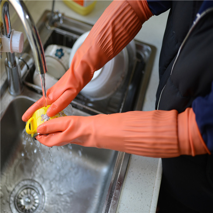 Soft Long Sleeve Dishwashing Gloves Oil Proof Excellent Protective Properties