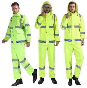 Quality Fluorescent Green Outdoor Traffic Duty Flood Control Emergency Raincoat Rain Pants Suit for sale