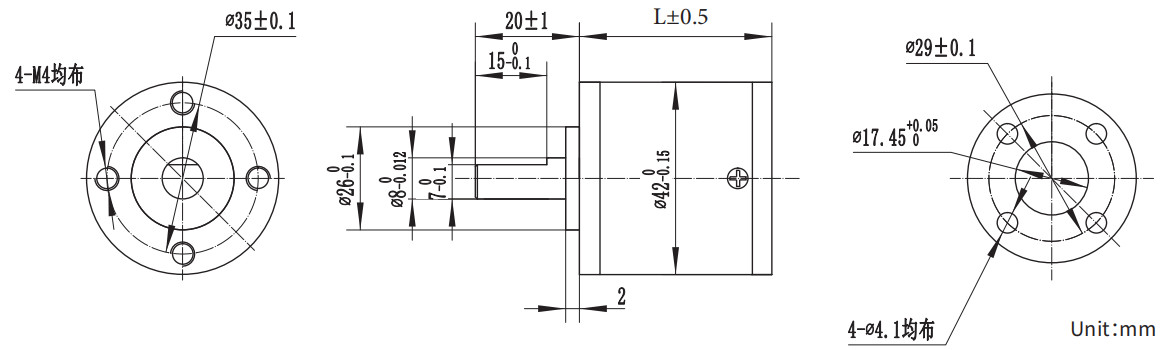 PG42A-PM-HT Powder Metallurgy Helix Teeth Planetary Reducer Gearbox 42mm Dia