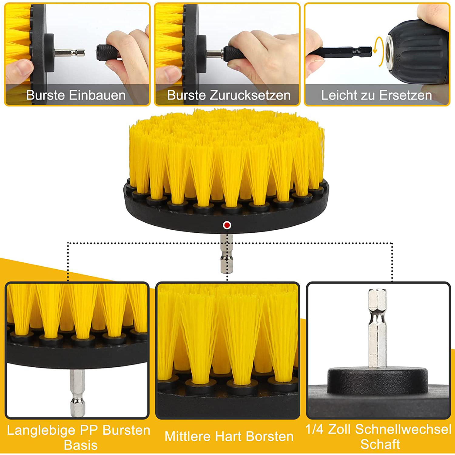 7 Piece Drill Brushes Power Scrubber Cleaning For Car Rims Kitchen