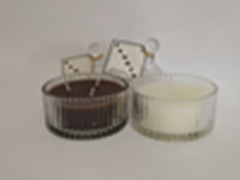 Large decor glass scented candle with decor lid, printed hang card