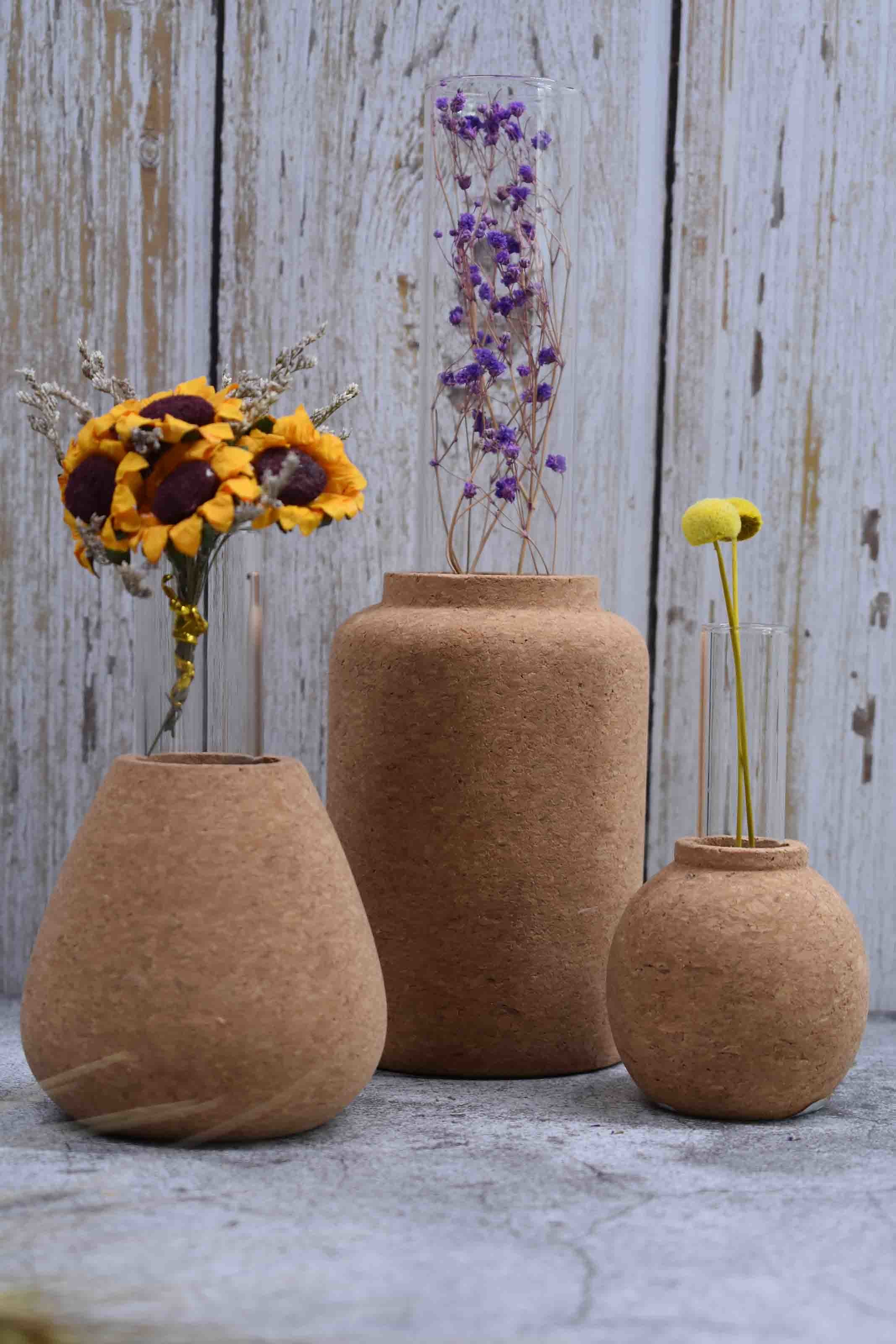 OEM DIY Recycled Cork Flower Vases Water Resistant Decorative Eco friendly