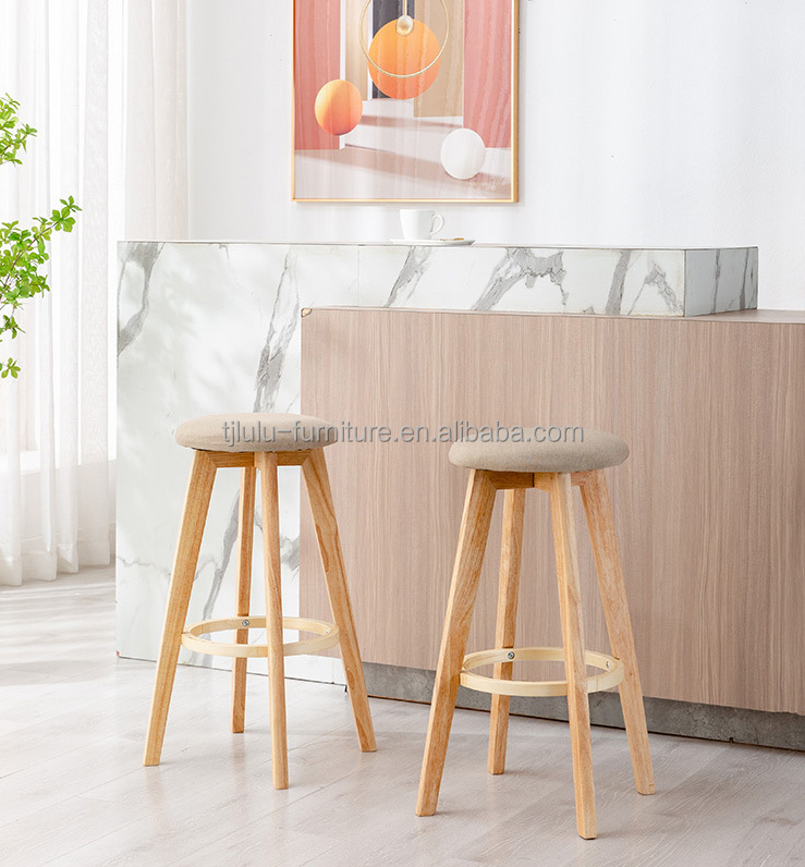 Commercial Furniture Modern Design Solid Wood Bar Stool High Chair for Bar