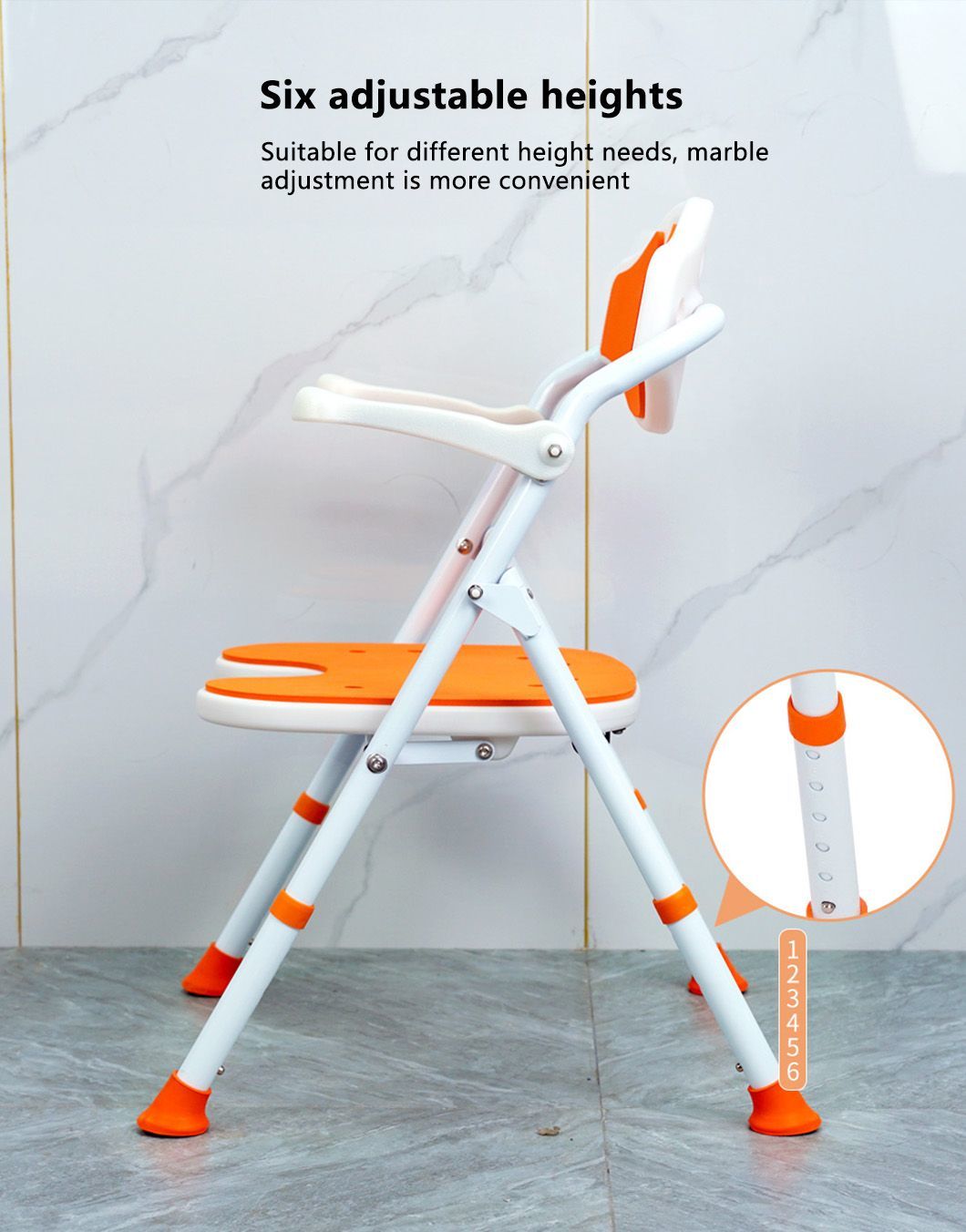 Soft Foldable Shower Chair for Elderly Care Products Health Adjust Height Reclining Bath Chair for Elderly