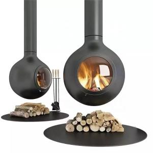 Quality Real Flame Modern Hanging Wood Stove Suspended Ceiling Fireplace for sale