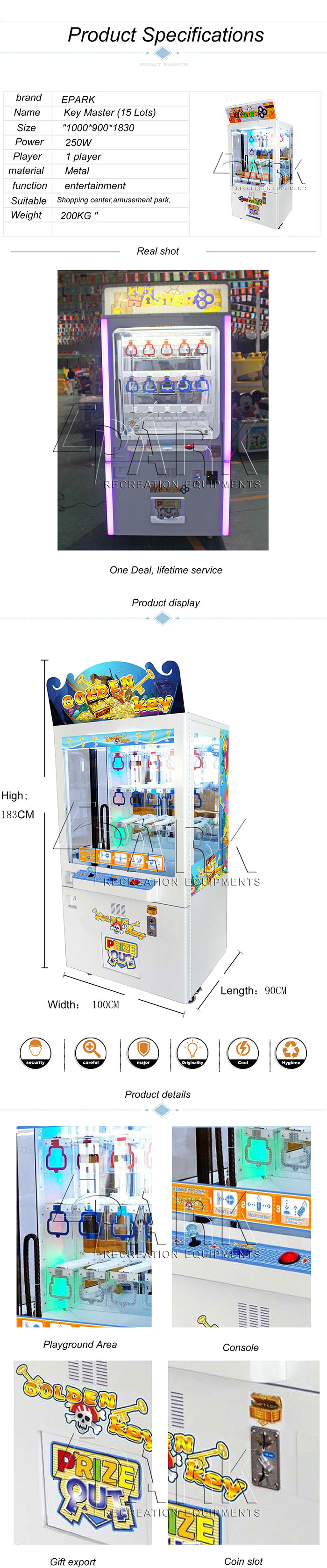 Key Master Arcade Doll Vending Crane Game Machine For Shopping Mall