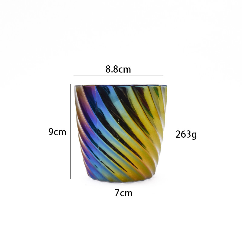 Electroplated Spiral Glass Candlestick Holder Frosted Customized Logo
