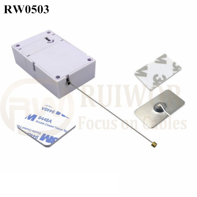 RW0503 Cuboid Anti Theft Pull Box With 35X22mm Rectangular Adhesive Metal Plate For Mobile Phones Retail Security Display