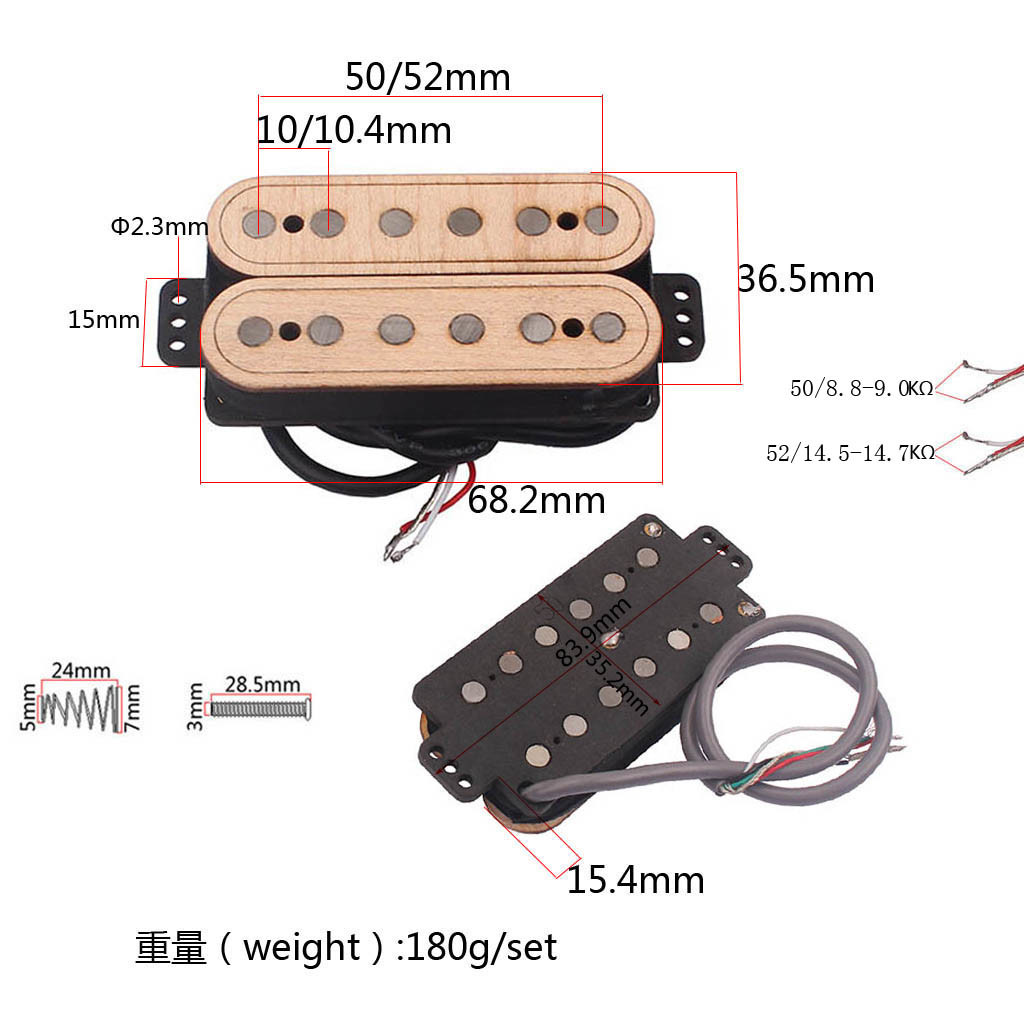 Durable Maple Wood Electric Guitar Humbucker Pickups Set N8~9K/B14~15K Output