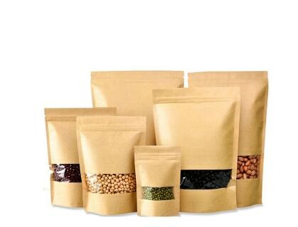 Brown Customized k Food Packaging Grains Bean Transparent Paper Bag With Window